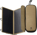 NESTOUT Portable Solar Panel, USB-C and USB-A Ports, 14W Solar Charger for Camping, Water Repellent Ripstop Nylon, Foldable Compact Design, Digital Ammeter, Adjustable Stand, Beige (2 Panel)