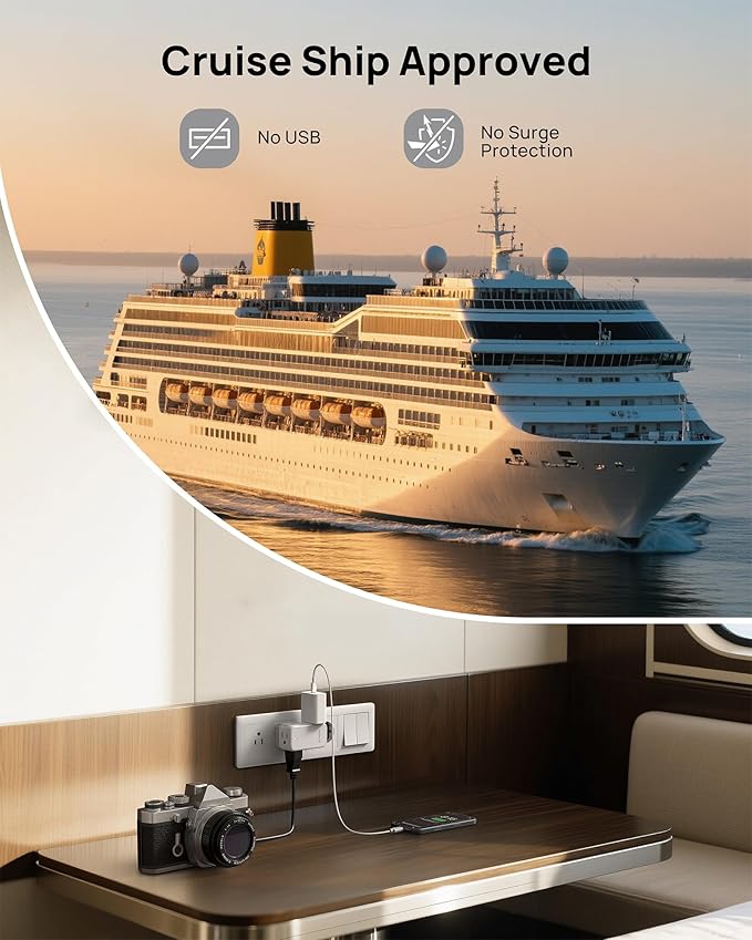 TROND Outlet Extender with 360 Rotating Plug, 6 AC Outlet Splitter, Turn One into Multiple Sideways Plug Adapter, Small Power Extension for Home Office Travel Cruise Ship Essentials