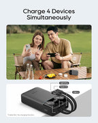 CUKTECH 20,000mAh Power Bank, Built-in USB-C & MFi Lightning Cables, 40W Fast Charging Portable Charger, 4-Port Output External Battery Pack for iPhone 17/16/15/14/13/12 Pro Max, iPad, Samsung S26