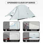 Naturehike Cloud Up Tent, Lightweight Backpacking Tents, Waterproof Ultralight Tent for Camping Hiking Backpacking