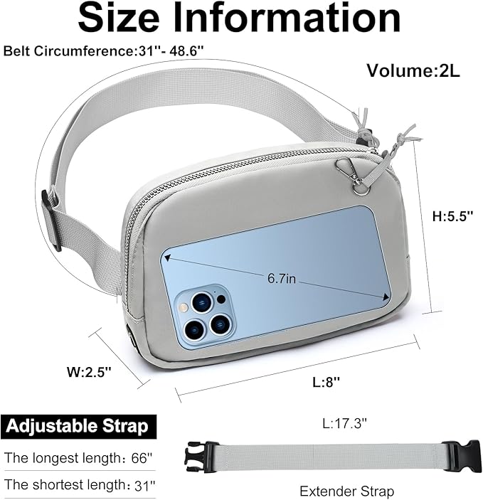 Mini Belt Bag for Women, RFID Small Fanny Pack, Womens Fashion Waist Packs with Extender Strap, Crossbody Bum Bags