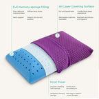 Travel Pillow Memory Foam Pillows, Camping Pillow-Compressible Medium Firm, Breathable Cover, Ideal Backpacking Hiking, Bed Pillows, Airplane and Car (Purple, S)