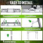 GARLLEN Folding Camping Table, 3-Height Adjustable Portable Folding Camping Table with Storage Bag, Lightweight Picnic Aluminum Table for Camping, BBQ, Outdoor, 34.2" L x 15.7" W, Silver
