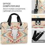 Laptop Bag 15.6 inch, Waterproof Laptop Case with Strap, Protective Laptop Carrying Case for Women&Men, Western Cow Skull
