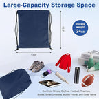 2-Pack Waterproof Drawstring Backpacks, Soccer-Texture Oxford Fabric, 16.9" × 13.8", Lightweight 0.19 lb Each, No Eyelets, Gym & Marathon Gear Sacks(Navy Blue)