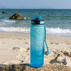 OLDLEY Water Bottle, 32oz Motivational Sports Water Bottle with Time Marker - Times to Drink - Tritan, BPA Free, Wide Mouth Leakproof, Anniversary Birthday Gifts for Men Women, Luca (1 Bottle)