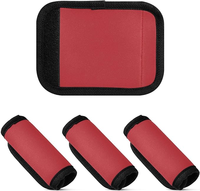 DOMIKING Red Luggage Handle Wrap Soft Luggage Identifiers for Suitcase Markers Grip for Travel Bag Luggage Suitcase Covers Wraps Travel Accessories, 2 Pack