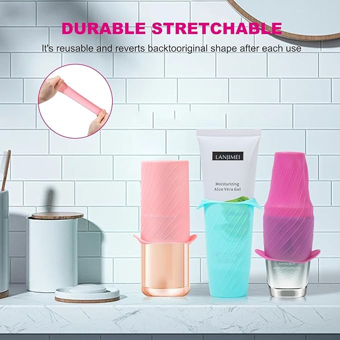 Mrsdry Bottle Covers for Travel, Leak Proofing, Travel Size Container Silicone toiletry sleeves, Leak Locks Travel Accessories for Shampoo Wash Body Bottles and other beauty and personal care(8pcs)