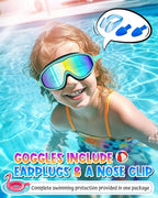 Swim Goggles 2 Pack, Wide View Anti Fog&UV Swimming Goggles for Audlt, No Leak Pool Beach Essentials for Men Women