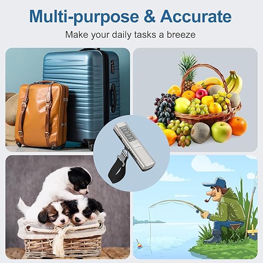 Battery-Free Digital Luggage Scale, 110lbs/50kg Portable Handheld Hanging Scale for Luggages, Suitcases, Backpacks & Bags, Easy Weighing for Travel, No Need Batteries (Champagne)