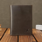 Polare Full Grain Leather Pilot Wallet Passport Holder RFID Blocking Tri-fold Travel Cover Document Organizer for Aviation Professionals