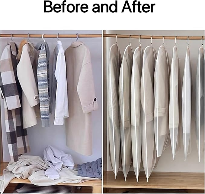 20 Pack Combo Size Clear Garment Bags for Hanging Clothes with Full Zipper for Closet Storage, Clothes Cover For Hanging, Wardrobe Bags for Hanging Clothes.(120 x 60CM x 10P, 100 x 60CM x 10P)