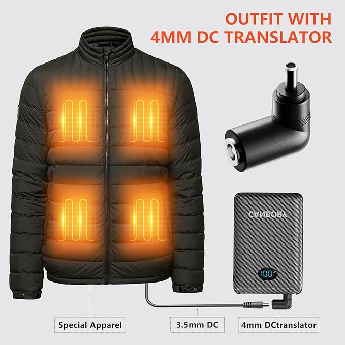 5V 2A/3A Battery Pack for Heated Vest Heated Jacket, 12000mAh Power Bank for Heated Apparel with LED Display with 7.4V DC Port