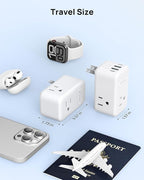 TROND 2 to 3 Prong Outlet Adapter 2 Pack, 3 AC Power Splitter with USB C PD20W & 360 Rotating Plug, Travel Plug Adapter for US to Japan, Wall Outlet Extender for Old House Travel Essentials