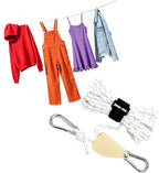 Retractable Travel Clothesline, 19Ft Heavy Duty Portable Clothes Drying Rope with Ratchet Pulleys Carabiners for Tents, Outdoor Camping, Hammocks Tarps Locking System