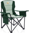 Colegence Heavy Duty Camping Chair for Adults, Oversized Heavy People Foldable Outside Camp Chairs Carry Bag Included, with Cooler Bag Cup Holder, Side Pocket for Lawn,Sport,Outdoor,Dark Green