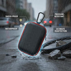 Earbud Case Portable EVA Storage Bag Cell Phone Accessories Organizer with Carabiner for Wired/Wireless Earphone, Earbud, Earpieces, SD Memory Card, Camera Chips, Tech Pouch, Rectangle, Red