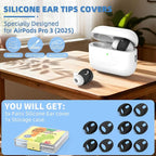 [5 Pairs] for AirPods Pro 3 Ear Tips Cover [Fit in Case], Soft Silicone AirPod Pro 3 Ear Cover Anti Slip Air Pod pro 3 Accessories Compatible with AirPods Pro 3rd Generation Earbuds 2025 (Black)