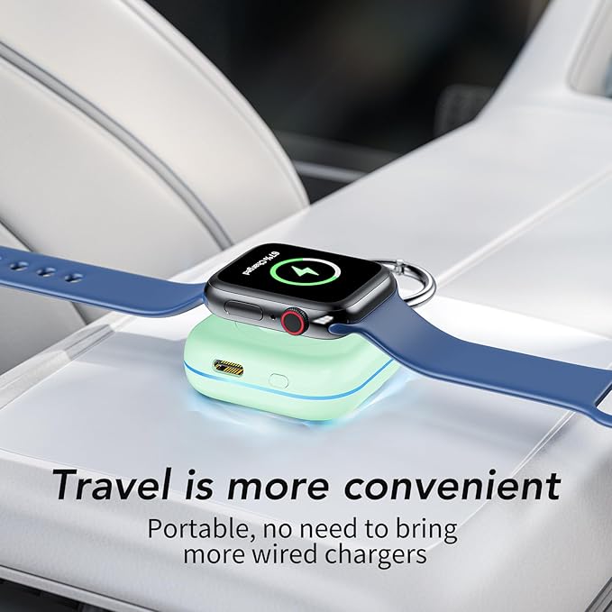 HUOTO for Portable Apple Watch Charger, Mini Purse Keychain 1200mAh iWatch Charger Power Bank Wireless Battery Pack Travel Smart Watch Chargers for Apple Watch Series 11 10 9 8 7 6 5 4 3 2 SE Ultra 2