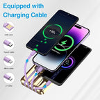 ummz Portable Charger 12000mAh with Built-in Cables,22.5W Fast Charging Power Bank,USB C Input/Output,Smart LED Display,Compact External Battery for iPhone 15,Samsung Galaxy,iPad,Tablets