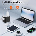 Universal Travel Adapter, European Travel Plug Adapter 5-in-1 PD Fast Charging with Surge Protection & Fuse, International Power Adapter for US EU UK AU - White