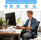Portable Travel Airplane Seat Cushion, 3D Air Cell Tech with Built-in Pump, Adjustable Firmness Back & Tailbone Support, Ideal for Long Flights, Office, Car, Wheelchair,Great for Soccer Watching