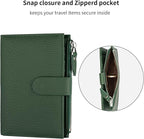 Passport wallet and Card Slot Combo RFID Blocking Slim Leather Travel Passport Wallet for Men and Women with Zippered Coins Pocket Passport holder, Green