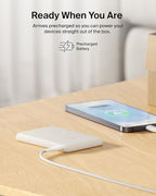 Belkin MagSafe Power Bank 5,000mAh, Ultra-Slim Qi2 15W Certified Magnetic Back Supports MagSafe Accessories On-the-Go, Wireless Battery Pack w/USB C Cable for iPhone 17, Pixel 10, Travel - Sand