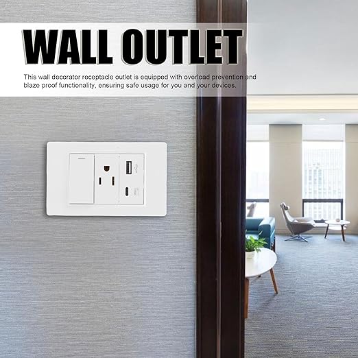 VBESTLIFE 2Pack Wall Outlet, 15A 3 Prong AC 10W USB Type C 2.1A Port, Single Control Switch, Wall Receptacle Outlet and Light Switch (US Plug)