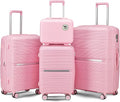 4 Piece Luggage Set, Hardside Expandable Lightweight Suitcase with 360° Mute Spinner Wheels Luggage Sets, TSA Lock, 14/20/24/28 Inch Travel Luggage for Men, Women and Girls (Pink 2)