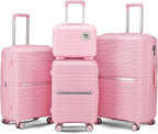 4 Piece Luggage Set, Hardside Expandable Lightweight Suitcase with 360° Mute Spinner Wheels Luggage Sets, TSA Lock, 14/20/24/28 Inch Travel Luggage for Men, Women and Girls (Pink 2)