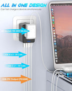 Universal Travel Adapter with 35W USB-C PD Fast Charging, 5 USB C/A Ports, 2500W AC Outlet, International Power Adapter for Europe UK Japan, Worldwide Plug Adapter for 200+ Countries Travel Essentials