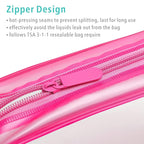 F-color TSA Approved Toiletry Bag 3 Pack Medium - Clear Makeup Bag Travel Quart Size for Women Men, Clear Cosmetic Bag Airport Airline Compliant Carry on Bag, Rose Red