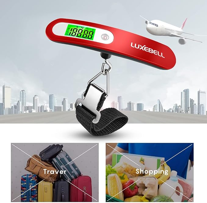 Digital Luggage Scale Vacation Travel Essentials Accessories Gifts for Traveler Portable Suitcase Handheld Weight Scale 110 lbs Hanging Baggage Travel Must Haves