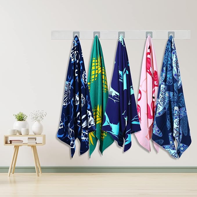 Genovega 2 Packs Oversized Beach Towel Set 36 x 72 in Large Big Pool Camping Swim Clearance Soft Towels Travel Essentials Accessories Must Haves Vacation Adult Necessities Gifts Seashells Flamingo
