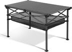 Naturehike Folding Camping Table, Spacious Tabletop Area for 4-6 Person, Portable Aluminum Camp Table for Outdoor, Camping, Picnic, Beach, Carry Bag