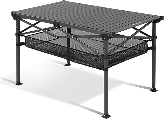 Naturehike Folding Camping Table, Spacious Tabletop Area for 4-6 Person, Portable Aluminum Camp Table for Outdoor, Camping, Picnic, Beach, Carry Bag