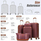 Cosbarn Luggage Sets 5 Piece Suitcases with Wheels, Suitcase Set ABS Hard Case Luggage with TSA Lock Spinner Wheels Durable Travel Luggage