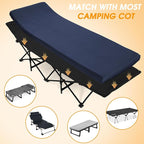 CYMULA Camping Cot Mattress 2in Memory Foam Sleeping Pad,Soft Warm Non-Slip Camping Mattress Topper with Retaining for Adults,Portable Roll up Pad for Travel（only Mattress）