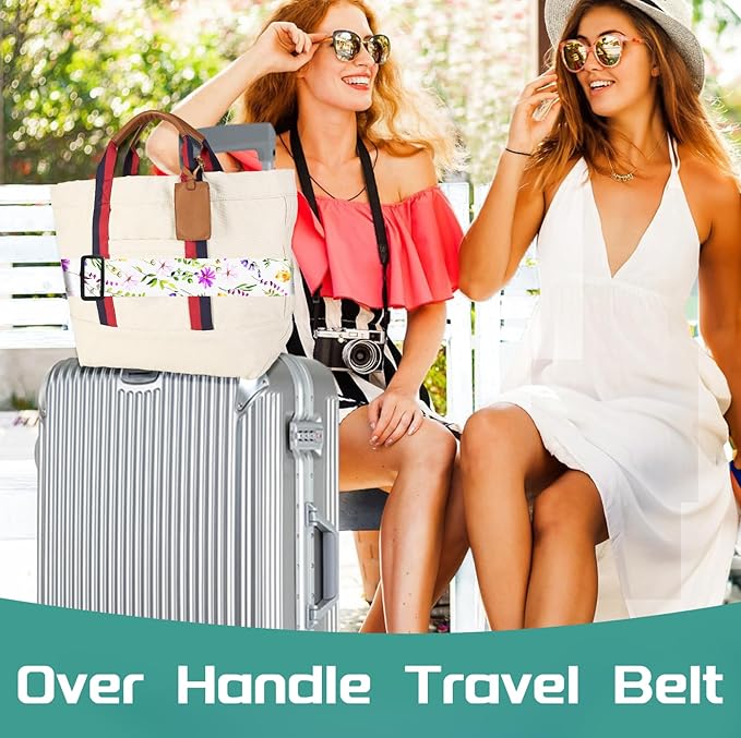 Slohif Luggage Straps for Suitcases Travel Belt Accessories Luggage Connector Identifiers Over Handle with Buckle Unique Nylon Adjustable Strap for Sleeping Bag Car Seat Purple Flower(2 Pack)