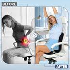 Lumbar Support Seat Cushion - Memory Foam Cushion for Office Chair, Car Seat, Airplane - Sciatica & Hip & Coccyx Pain Relief Desk Chair Cushion for Long Sitting Office Workers, Car Drivers