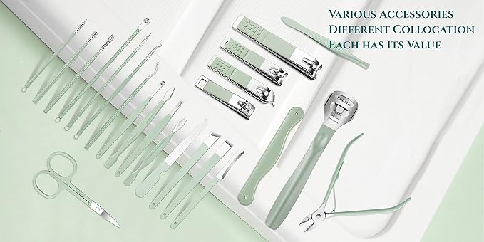 Manicure Set Nail Clippers Pedicure Kit -7 Pieces Stainless Steel Travel Nail Kit, Travel Essentials Purse Essentials Professional Grooming Kits, Manicure Kit with Zipper Portable Pack