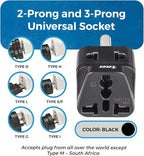 OREI US to India Plug Adapter- Type D Travel Adapter - 2 in 1 Travel Adapter for India, Nepal, Pakistan - CE Certified - RoHS Compliant - 4 Pack, Black