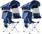 Docusvect 2 Pack Beach Chair with Canopy Shade, Folding Camping Chair with Canopy with Cup Holder, Side Pocket for Camp, Beach, Tailgates, Fishing - Support 330 LBS
