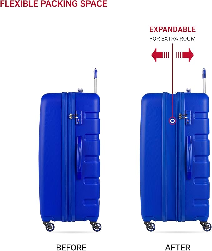 SwissGear 7366 Signature Hardside Expandable Luggage with Spinner Wheels, TSA Lock, Cup-Holder, Cobalt, 3-Piece Set (19/23/27)