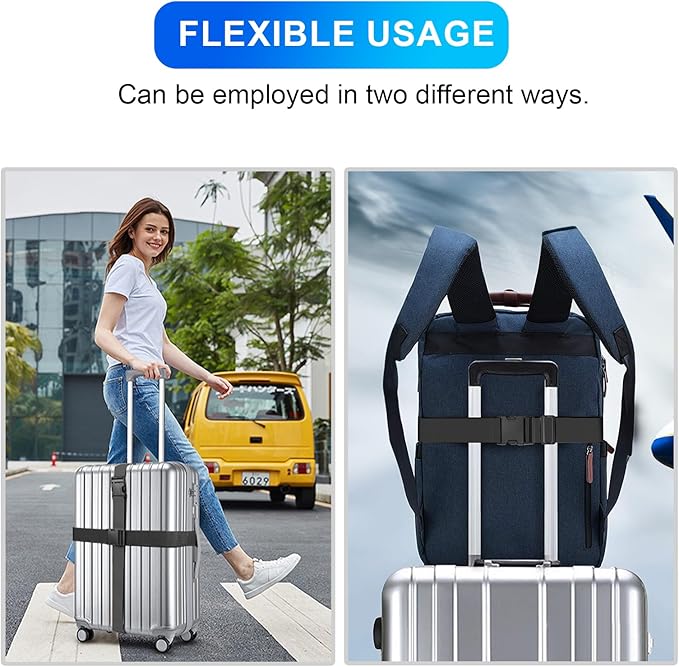 Luggage Straps for Suitcases, Black - Premium Quality Polyester Material, TSA Approved, Adjustable & Versatile, Sturdy Buckle, 4 Pack - Ideal for Travelers