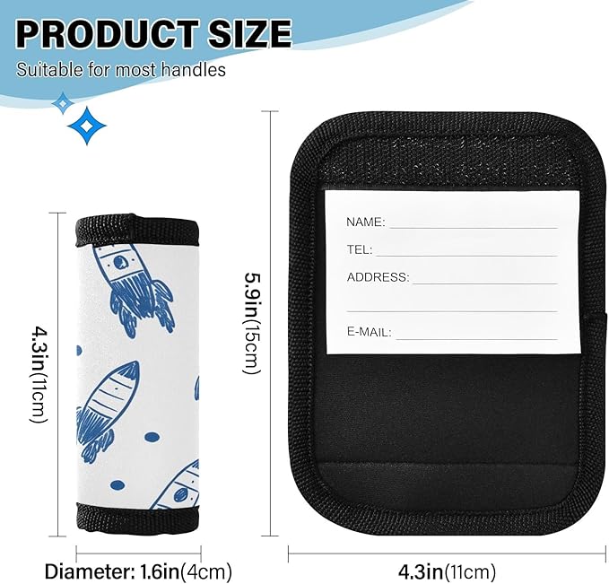 Rockets Blue Luggage Handle Wrap for Suitcase Luggage Tags Handle Covers Identifiers Soft Decorations Travel Accessories 2 Pack