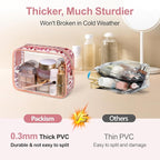 F-color TSA Approved Toiletry Bag 3 Pack Medium - Clear Makeup Bag Travel Quart Size for Women Men, Clear Cosmetic Bag Airport Airline Compliant Carry on Bag, Leopard Print