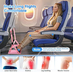 ExploreBliss Airplane Foot Rest - Lightweight Foot Hammock for Plane Travel with Adjustable Strap & Thick Board, Tray Table Under Desk Footrest to Relax Feet, Travel Essentials for Long Flights(Pink)