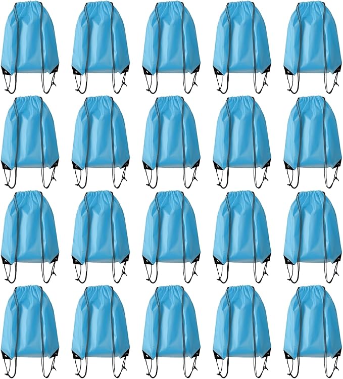 Drawstring Backpack Bulk 20 Pcs Draw String Backpack Bags DIY Gym Sports Traveling Yoga Cinch Bag Sackpack Drawstring (Sky Blue light blue)